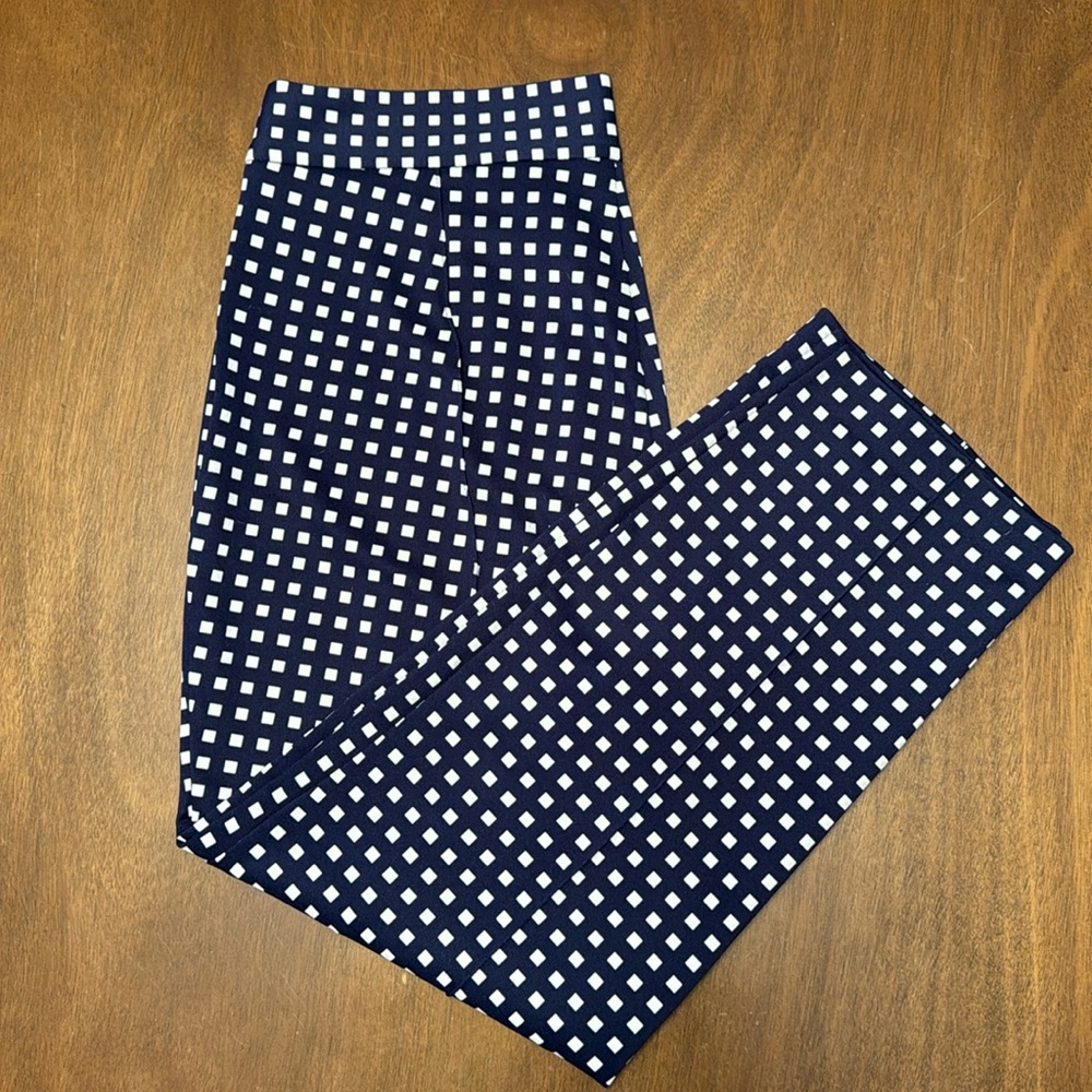 Michael Kors blue and white patterned pants size 0X NWOT